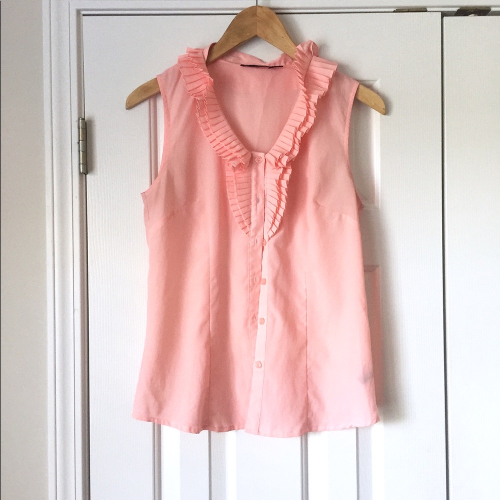 The Limited peach ruffle sleeveless top